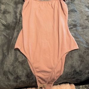Mauve pink bodysuit with ruffle straps